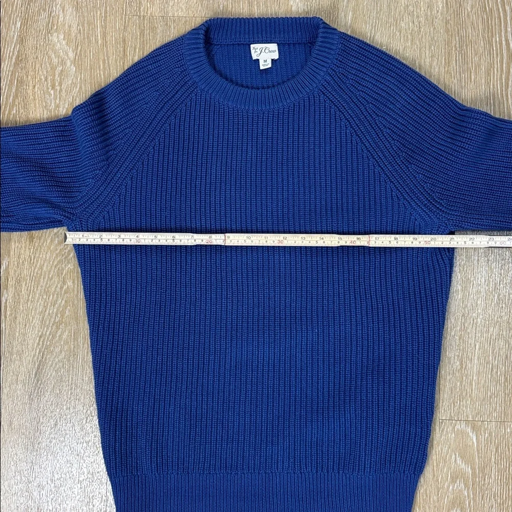 J. Crew Shaker Stitch Knit Chunky Heavy Fisherman Sweater Vivid Navy Cobalt Blue
